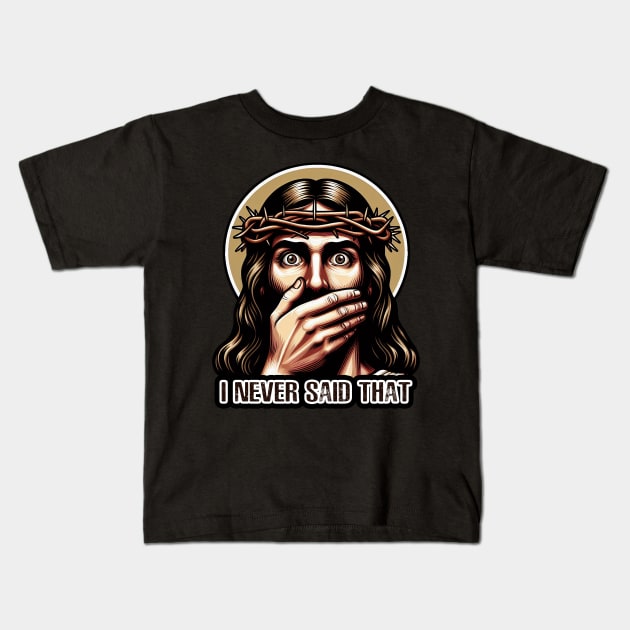 Jesus Never Said That meme Kids T-Shirt by Plushism